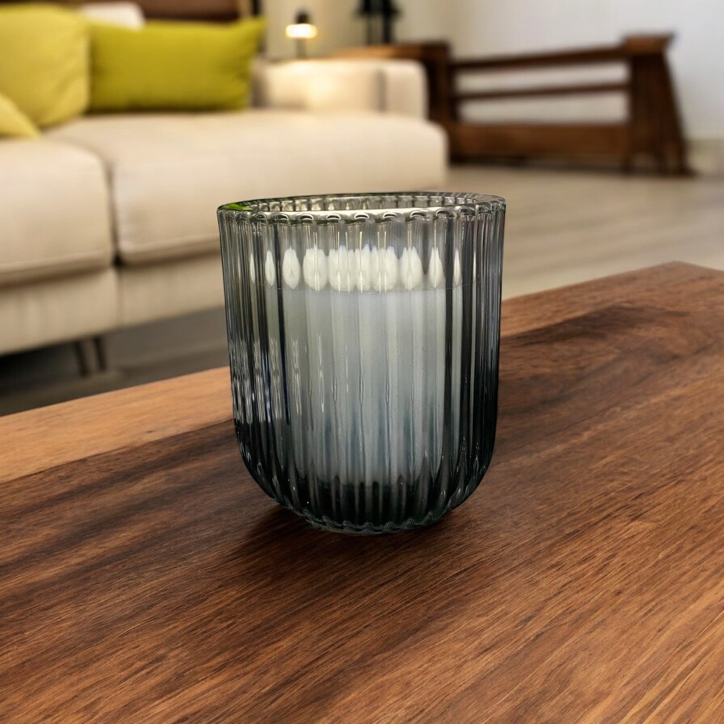 Ribbed Glass Candle